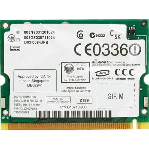 Intel Pro/Wireless 2200BG 802.11B/G Mini PCI Network Card WIFI for Toshiba Dell