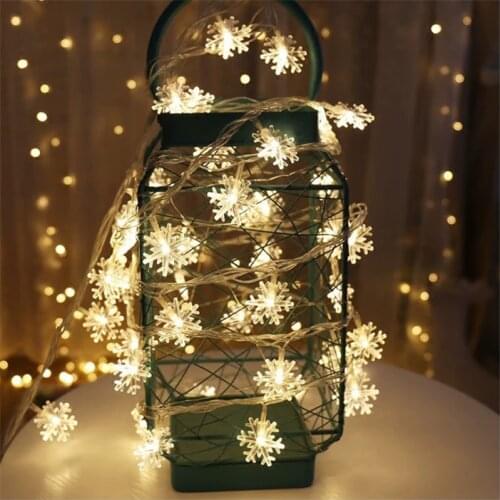LED Garland Holiday Snowflakes String Fairy Lights Hanging Ornaments Christmas Tree Decorations for Home Party Noel Navidad 2021