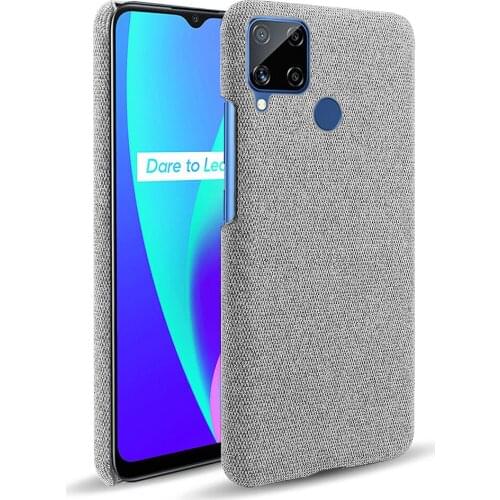 Cloth Cases For OPPO Realme C15 Case Slim Retro Cloth Hard Cover For OPPO Realme C15 Case RMX2180 C 15 RealmeC15 Funda 6.5inch