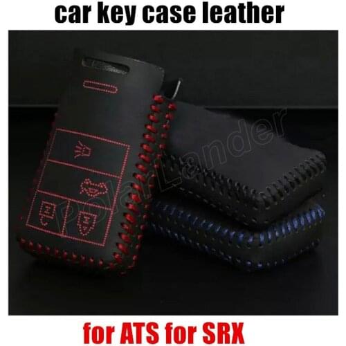 Only Red Casual style Fit for CADILLAC ATS SRX XRX STS CTS SLS car key case genuine quality leather hand sewing car key cover