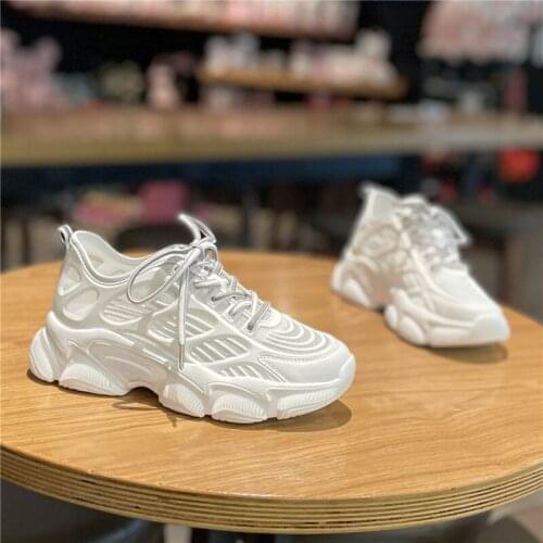 Platform Dad Shoes Womens 2021 Spring and Summer New Breathable Casual Lace up Muffin Sports Womens Shoes Fashion