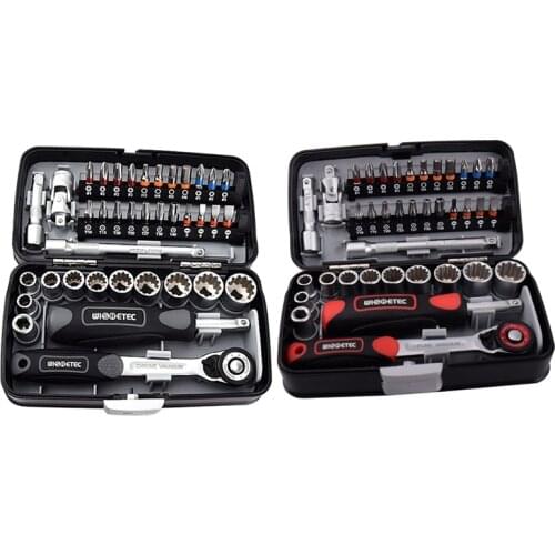 WISRETEC 38Pcs Mini Ratchet Wrench Set 1/4 Socket Screwdriver Head Hex Trox Slot Bit Bike Repair Handle Tools