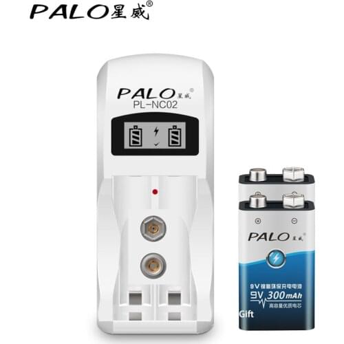 2 slots AA AAA 9v battery charger for nimh nicd battery +2*9V nimh 300mah rechargeable battery