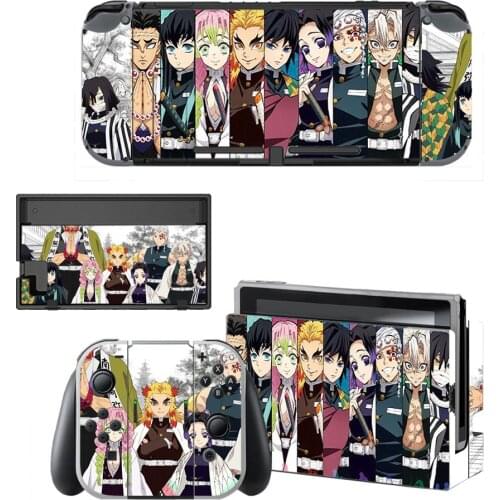 Vinyl Screen Skin Anime Demon Slayer Protector Stickers for Nintendo Switch NS Console + Controller + Stand Holder Dock Skins