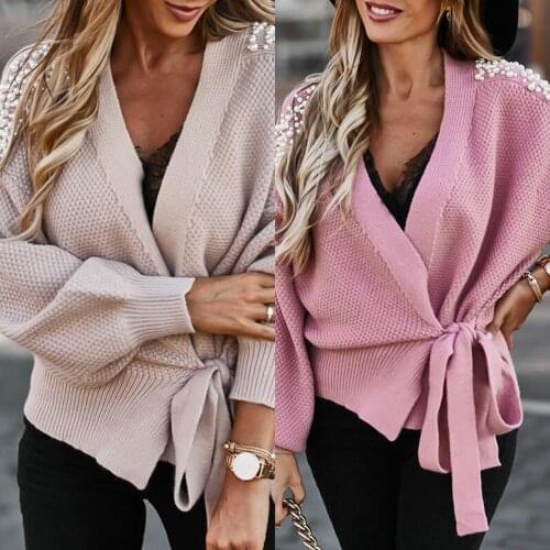 Women Fashion Wrap Tied Hem Cropped Cable-Knit Cardigan Sweater Vintage Long Sleeve Female Outerwear Chic Tops