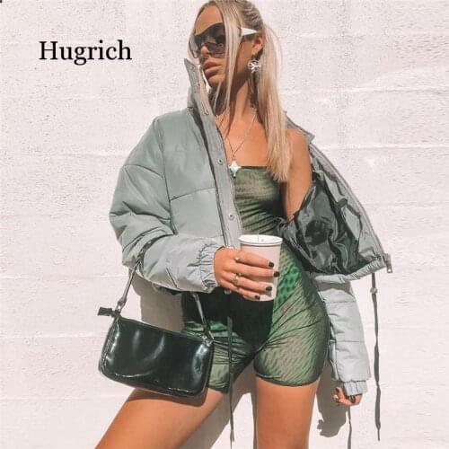 Winter Fashion Reflective Short Warm Women Coat Jackets Short Jacket Top Gray Color New Ladies Parka Spring Ladies Coat