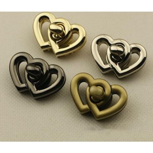 1PC Heart Shape Metal Twist Lock Switch Lock Buckle For Shoulder Bags Backpack Luggage DIY Hardware Accessories