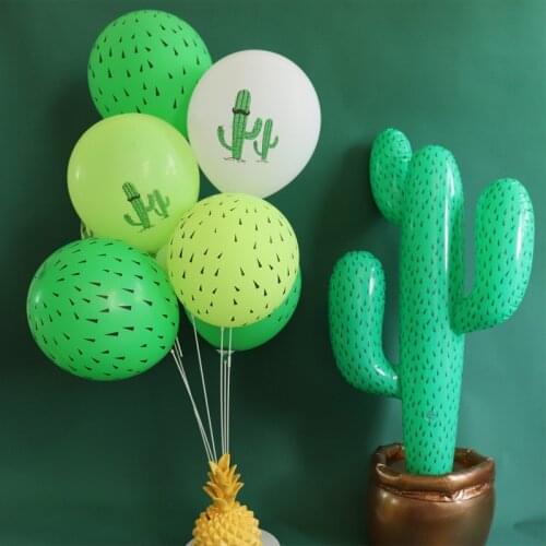 10 pcs Cactus Leaves Dark Green Latex Balloon Hawaiian Tropical Luau Party Supplies Jumbo Shape Summer Party Birthday Balloons