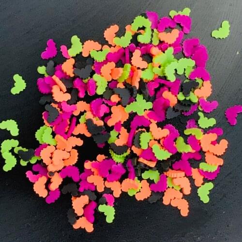 100g Colorful Bat Pumpkin Slices Polymer Soft Clay Sprinkles Crafts DIY Scrapbook Nail Art Decoration Crystal Mud Slime Filler
