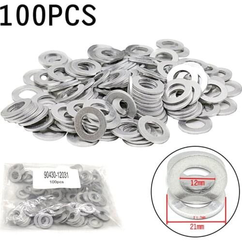 100PCS Oil Drain Plug Gaskets Crush Washers Seals Rings 12mm Hole for Toyota for Scion for Lexus OEM # 90430-12031 9043012031