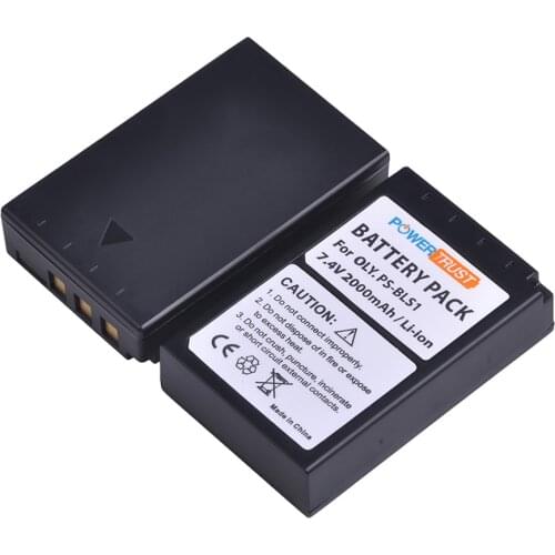 2Pcs 2000mAh BLS 1 BLS1 BLS-1 Rechargeable Batteries for OLYMPUS E-PL1 E400 E410 E420 E450 E620 E-P1 E-P2 Battery