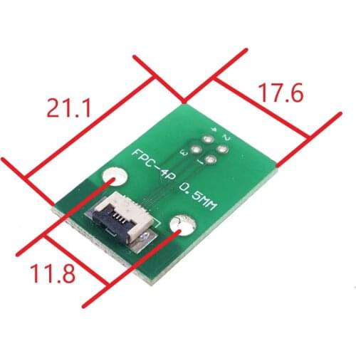 2 pcs Flexible Flat Cable FFC FPC Connector Adapter 4 Pin 0.5 mm to 2.54 mm pitch 4 P 2x2 Pin through holes DIP PCB Converter