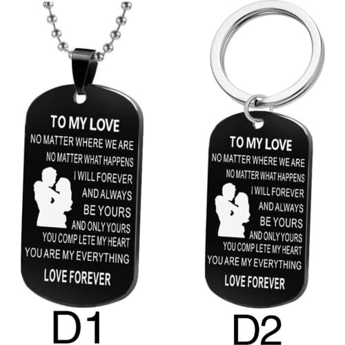 2PCS/SET Handmade Stainless Steel Black Plated Pendant Necklace Letter Carved TO MY Dad Mom Creative Gift Dropshipping Freeship