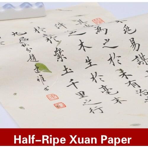 30 Sheet Half-Ripe Xuan Paper Yunlong Letter Paper Retro Stationery with Flower Tea Fiber Pattern Calligraphy Painting Supplies