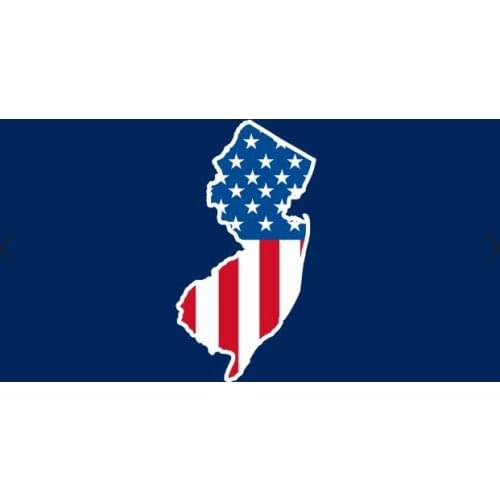 3x5FT custom map of New Jersey with usa banner 3ftx5ft Banner 100D Polyester Flag custom american flag banner