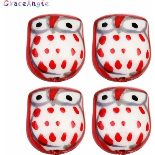 5pcs Ceramic Animal Beads Owl Fashion Ceramic Beads DIY Hole Bead Handcraft Necklace Bracelet Bohemia Spacer Bead earrings DIY