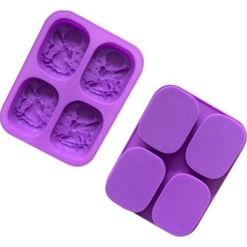50pcs 4 Hole 3D Cake Molds Food Grade Silicone Soap Mold 3D Cake Molds DIY Crafts Mold W9880