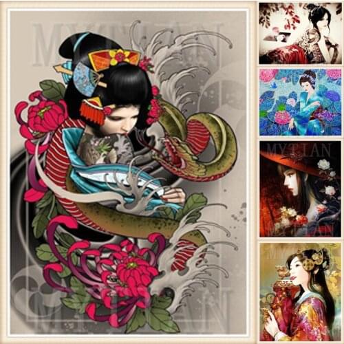 5D DIY Diamond Painting Full square/round drill japanese women mosaic Diamond Embroidery Handcraft Kit home Decoration gift