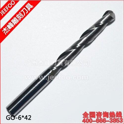 6*42mm 2 Flutes Ball Nose Bits, Carving Router End Mill, Machine Engraving Tools, Ball Nose End Mill