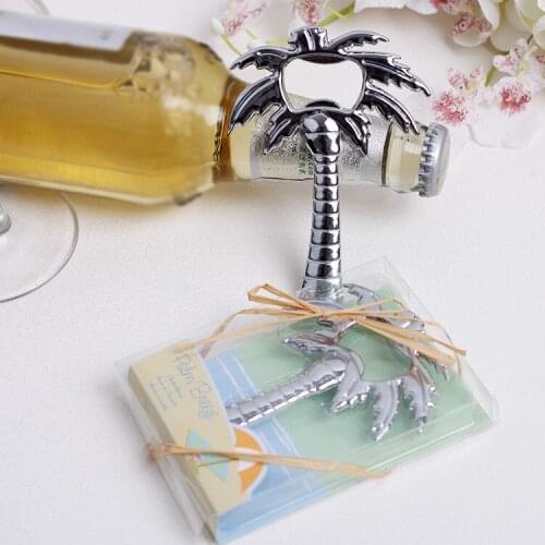 Free Shipping 100 PCS Silver coconut tree shaped wine beer bottle opener wedding party favor guest gift wedding supply