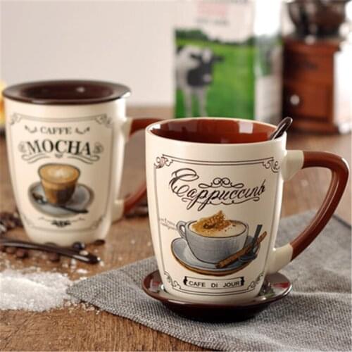 Big European Coffee Mugs Ceramic Tea Cup Art Supplies Porcelain Personalized Teacup Brief Eco Friendly Milk Cup Stocked QZJ012