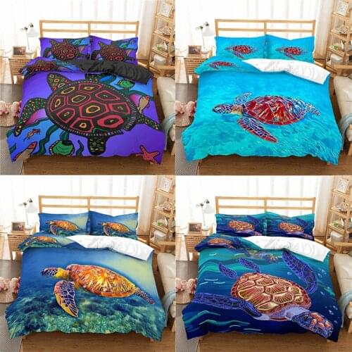 Home Textile Luxury 3D Sea Turtle Print 2/3Pcs Comfortable Duvet Cover PillowCase Bedding Sets Queen and King EU/US/AU Size