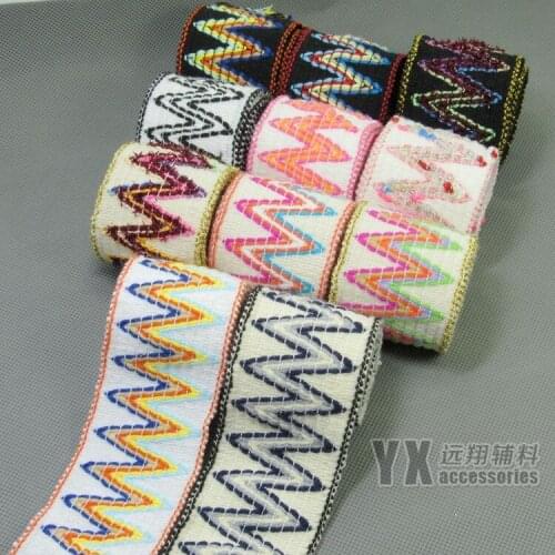5meters 5.2cm width elastic webbing cotton bands for skirt belt fashion ethnic group style thickened elastic straps