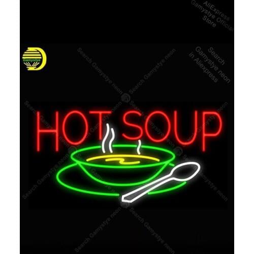 Hot Soup NEON LIGHT SIGN Neon Sign lamp Decorate Hotel Windows GLASS Super Bright Real Glass Neon Lighted Garage Signs Board