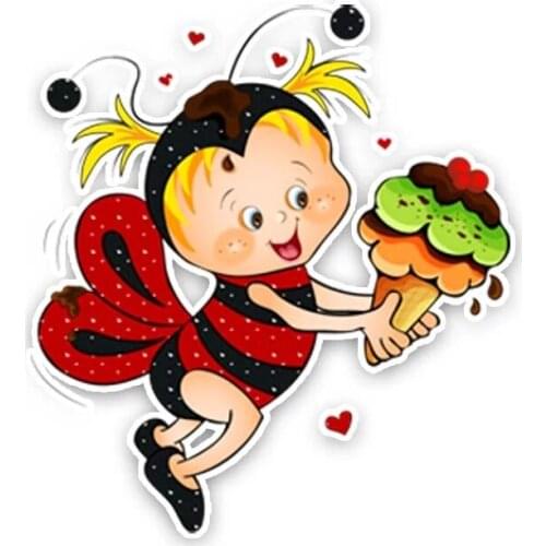 S50285# 13CM/15CM/17CM Personality PVC Decal The Bee Holds The Ice Cream Car Sticker on Motorcycle Laptop Decorative Accessories