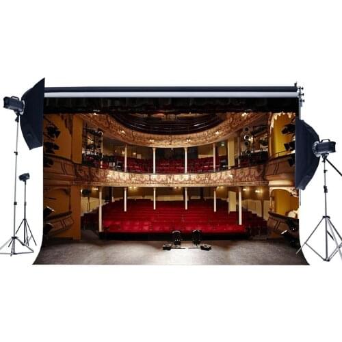 Interior Theatre Show Backdrops Luxurious Stage Backdrop Bokeh Shining Lights Red Chair Band Concert Photography Background