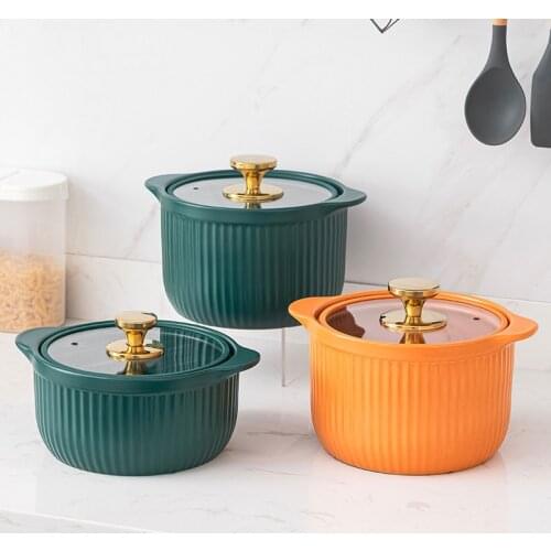 Ceramic Caserole Nordic Non Stick Insulated Dish Food Cookware Warmer Pot With Lid