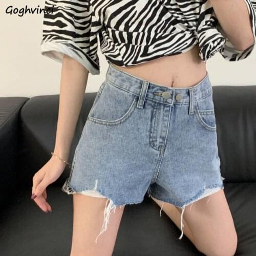 Summer Hole Denim Shorts Women Sexy High Street Girl Slim Empire Waist Zipper-fly Korean Style Ulzzang Hot Sale Short Trousers
