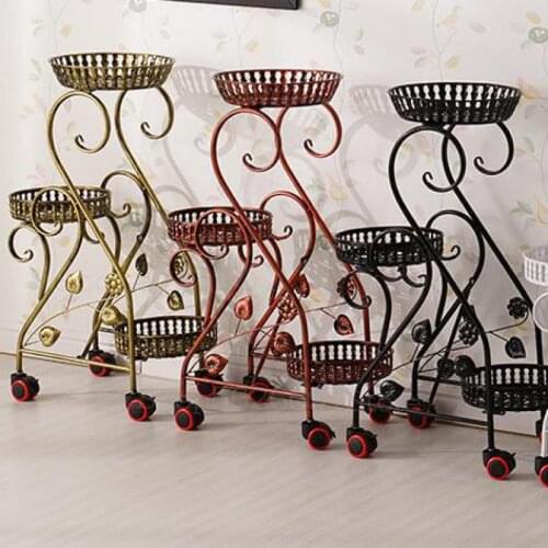 Multi-layer Pulley Iron Art Movable Flower Rack European-style Assembly Balcony Simple Corner Living Room Shelf Garden Bonsai