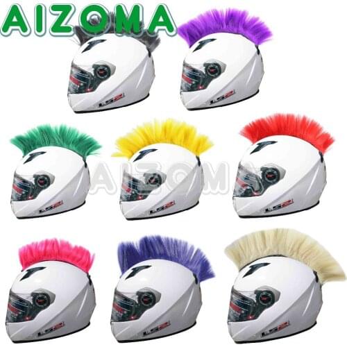 Motorcycle DIY Mohawk Helmet Hair Punk Style 12'' Helmet Decoration Skateboard Outdoor Street Off Road Cockscomb Modeling Wig