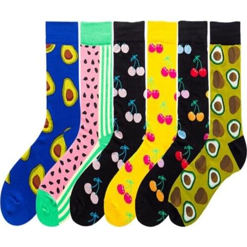 Blue Avocado, watermelon, Pink Cherry, Yellow Cherry, Color Cherry, Green Avocado, men and women fruit socks ZQ019