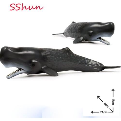 New Collection 24*8*5CM simulation children cognitive simulation solid sperm whale marine life animal toy plastic static model