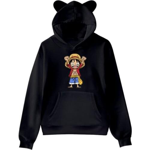 2020 New Hot Sale ONE PIECE Hoodies Sweatshirts Men/Women Autumn Winter Cat ears Long Sleeve High Quality Streetwear pullover