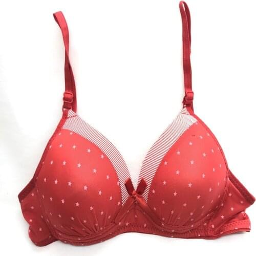 New Student Girl Bra Girl Underwear Printing Development Period Thin Section Simple And Comfortable Gather Bra Wireless Bra