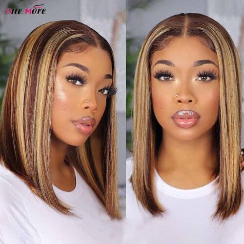Highlight Blonde Human Hair Wigs Brazilian Remy Hair 4x4 Pre Plucked Lace Front Human Hair Wigs Colored Highlight Lace Wigs