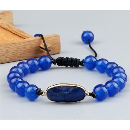 Handmade Braided Crystal Beaded Bracelet For Women Men Fashion Lapis Lazuli Natural Stone Bracelets Adjustable Pulsera Jewelry