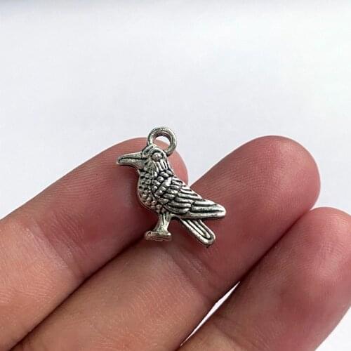 30pcs Crow Bird Charms Tibetan Silver Color Tone Pendant Aesthetics Accessories DIY Handmade Necklace Jewelry Making Supplies