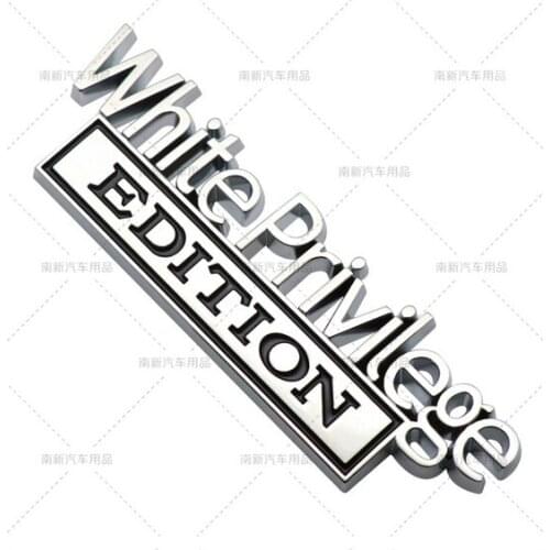 Silver Metal White Privilege EDITION Emblem Auto Trunk Fender Badge Decal Stickers Car Accessories