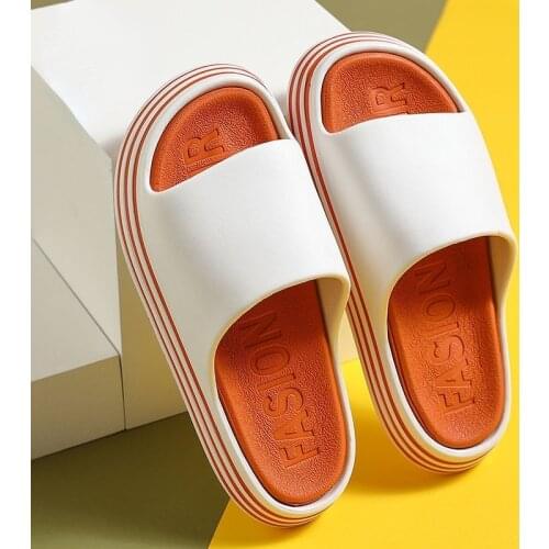 Apanzu Womens Thick Bottom Slippers for Home Flip-flops Light Soft Indoor Non-slip Bathroom Slippers Couples Beach Sandals