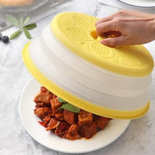 Microwave Folding Lid Plastic Splash-proof Fresh-keeping Cover 2 in 1 Breathable Folding Lid Vegetable Basket Kitchen Utensils