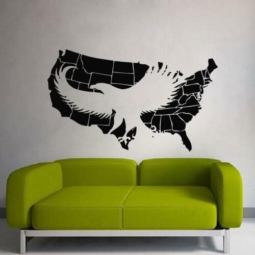 United States map white head sea wall stickers home decoration living room bedroom vinyl art applique mural wallpaper DT06