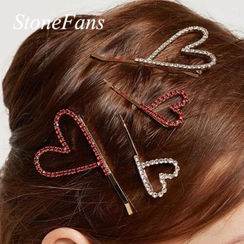 Stonefans Minimalist Crystal Rhinestone Heart Hair Pin Clips for Women Cute Bobby Pin Hair Clip Barrette Bride Wedding Jewelry