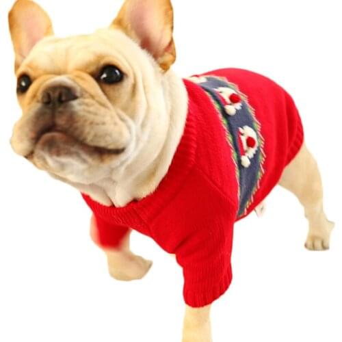 Warm Dog Clothes Winter Red Christmas Santa Claus Coat Pet Clothing Warm Knitted Dog Sweater For Medium Dogs French Bulldog S-XL