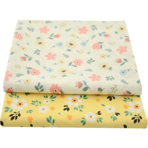 Booksew Yellow Printed Floral Designs Patchwork Needlework 100% Pure Cotton Fabric for Needlework Sewing Cloth DIY Home Textile