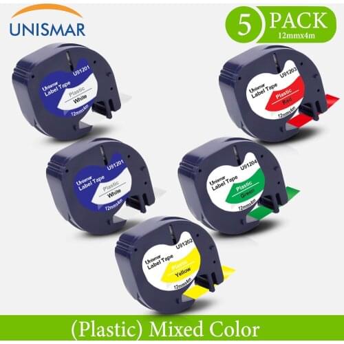 Unismar Multi-color 12mm*4m Compatible for DYMO LT Tape 91201 91202 91203 91204 Labeling Ribbon Replace Dymo LT-100H Label Maker