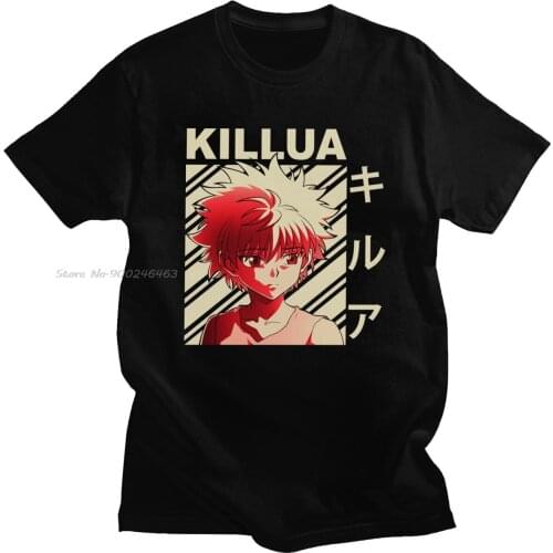 Vintage Hunter X Hunter Tshirt Short Sleeved Cotton Tee Men Summer Killua Zoldyck T-shirt Anime Manga Japan Hunters Hxh T Shirt